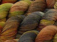Hand Dyed Yarn, Fingering Sock Weight 4 Ply Superwash Merino Wool - Potluck Greys & Browns - Indie Dyer Gray Rust Brown Green Knitting Yarn 