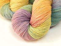 Hand Dyed Yarn, Fingering Sock Weight 4 Ply Superwash Merino Wool - Potluck Pastels - Pale Shades of Blue Pink Green Yellow, Indie Dyer Knitting Yarn