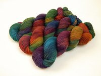 Hand Dyed Yarn, Fingering Sock Weight 4 Ply Superwash Merino Wool - Potluck Rainbow - Indie Dyer Colorful OOAK Knitting Yarn 