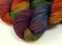 Hand Dyed Yarn, Fingering Sock Weight 4 Ply Superwash Merino Wool - Potluck Rainbow - Indie Dyer Colorful OOAK Knitting Yarn 