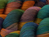 Hand Dyed Yarn, Fingering Sock Weight 4 Ply Superwash Merino Wool - Potluck Rainbow - Indie Dyer Colorful OOAK Knitting Yarn 