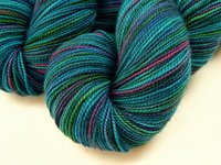 Hand Dyed Yarn, Sock Fingering Weight Superwash 100% Merino Wool - Aegean Multi - Indie Dyed Yarn, Turquoise Blue Green Hand Dyed Sock Yarn