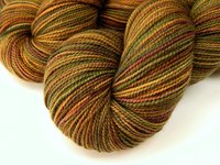 Hand Dyed Yarn, Sock Fingering Weight Superwash Merino Wool - Antique Brass - Indie Dyer Knitting Yarn, Gold Brown Olive Sock Yarn