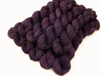 Limited Edition! Sock Yarn Mini Skeins, Fingering Weight Superwash Merino Wool & Nylon - EGGPLANT SPARKLE - Dark Purple Knitting Yarn with Silver Sparkles