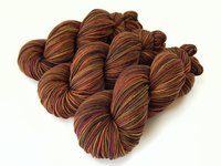 Hand Dyed Yarn, DK Weight Superwash Merino Wool - Clove Multi - Brown Burgundy Gold Indie Dyed Knitting Yarn