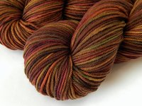Hand Dyed Yarn, DK Weight Superwash Merino Wool - Clove Multi - Brown Burgundy Gold Indie Dyed Knitting Yarn