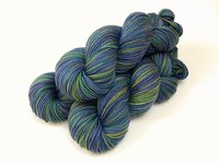 Hand Dyed Yarn, DK Weight Superwash Merino Wool - Ink Multi - Indie Dyed Yarn, Blue Green Purple Multicolor Wool Yarn, Knitting Yarn