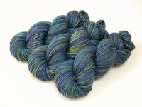 Hand Dyed Yarn, DK Weight Superwash Merino Wool - Ink Multi - Indie Dyed Yarn, Blue Green Purple Multicolor Wool Yarn, Knitting Yarn