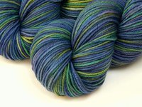 Hand Dyed Yarn, DK Weight Superwash Merino Wool - Ink Multi - Indie Dyed Yarn, Blue Green Purple Multicolor Wool Yarn, Knitting Yarn