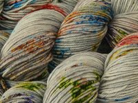 Hand Dyed Yarn, DK Weight Superwash Merino Wool - Potluck Graffiti - Grey with Speckles Indie Dyed Yarn, Gray Rainbow Speckled Knitting Yarn