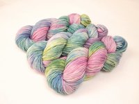 Hand Dyed Yarn, DK Weight Superwash Merino Wool - Potluck Pastels - Blue Green Pink Purple, Soft Spring Shades, Indie Dyed Knitting Yarn
