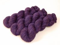 Limited Edition! Hand Dyed Yarn, Sock Fingering Weight Superwash Merino Wool & Linen Blend - Blackberry Tonal - Deep Purple Indie Dyer Knitting Yarn