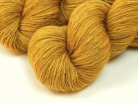 Limited Edition! Hand Dyed Yarn, Sock Fingering Weight Superwash Merino Wool & Linen Blend - Honey Mustard - Indie Dyer Yellow Gold Knitting Yarn