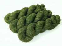 Limited Edition! Hand Dyed Yarn, Sock Fingering Weight Superwash Merino Wool & Linen Blend - Moss Tonal - Indie Dyer Knitting Olive Green Yarn
