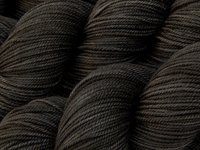 Hand Dyed Yarn, Sport Weight Superwash Merino Wool - Near Black - Indie Dyed Tonal Knitting Yarn, Semi Solid Heavier Sock Yarn