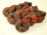 Hand Dyed Yarn, Bulky Weight Superwash Merino Wool - Potluck Rustic Shades - Indie Dyer One of a Kind Thick Chunky Knitting Yarn, Rust Brown Blue