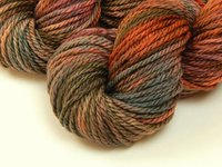 Hand Dyed Yarn, Bulky Weight Superwash Merino Wool - Potluck Rustic Shades - Indie Dyer One of a Kind Thick Chunky Knitting Yarn, Rust Brown Blue