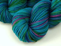 Hand Dyed Yarn, Worsted Weight Superwash Merino Wool - Aegean Multi - Soft Indie Dyed Knitting Yarn, Multicolor Turquoise Blue Green Yarn