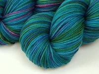 Hand Dyed Yarn, Worsted Weight Superwash Merino Wool - Aegean Multi - Soft Indie Dyed Knitting Yarn, Multicolor Turquoise Blue Green Yarn