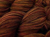 Hand Dyed Yarn, Worsted Weight Superwash Merino Wool - Clove Multi - Indie Dyer Brown Gold Red Knitting Crochet Supply, Autumn Fall Colors 