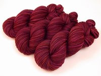 Hand Dyed Yarn, Worsted Weight 100% Superwash Merino Wool - Merlot Multi - Indie Dyed Deep Red Knitting Yarn, Burgundy Wine Handdyed Yarn