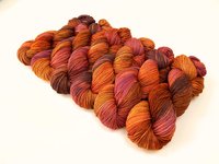 Hand Dyed Yarn, Worsted Weight Superwash Merino Wool - Potluck Autumn Shades - Orange Brown Magenta, Indie Dyer Knitting Crochet Yarn