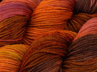 Hand Dyed Yarn, Worsted Weight Superwash Merino Wool - Potluck Autumn Shades - Orange Brown Magenta, Indie Dyer Knitting Crochet Yarn