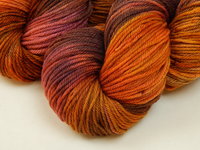 Hand Dyed Yarn, Worsted Weight Superwash Merino Wool - Potluck Autumn Shades - Orange Brown Magenta, Indie Dyer Knitting Crochet Yarn