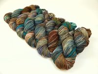 Worsted Weight Hand Dyed Yarn, 100% Superwash Merino Wool - Potluck Blues & Browns - Indie Dyer OOAK Crochet Knitting Yarn, Earthy Slate Rust Aqua