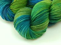 Hand Dyed Yarn, Worsted Weight 100% Superwash Merino Wool - Potluck Blues & Greens - Indie Dyer OOAK Knitting Crochet Yarn, Tropical Colors