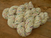 Worsted Weight Hand Dyed Yarn, 100% Superwash Merino Wool - Potluck Confetti - Indie Dyer Off White Rainbow Speckled Cream Knitting Yarn