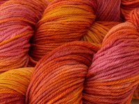 Hand Dyed Yarn, Worsted Weight Superwash Merino Wool - Potluck Orange & Raspberry - Bright Citrus Colors, Indie Dyer Knitting Crochet Yarn