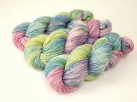 Hand Dyed Yarn - Worsted Weight 100% Superwash Merino Wool - Potluck Pastels - Indie Dyer OOAK Knitting Crochet Yarn, Blue Green Purple Pink 