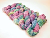 Hand Dyed Yarn, Worsted Weight 100% Superwash Merino Wool - Potluck Pastels - Indie Dyer OOAK Knitting Crochet Yarn, Blue Green Purple Pink 