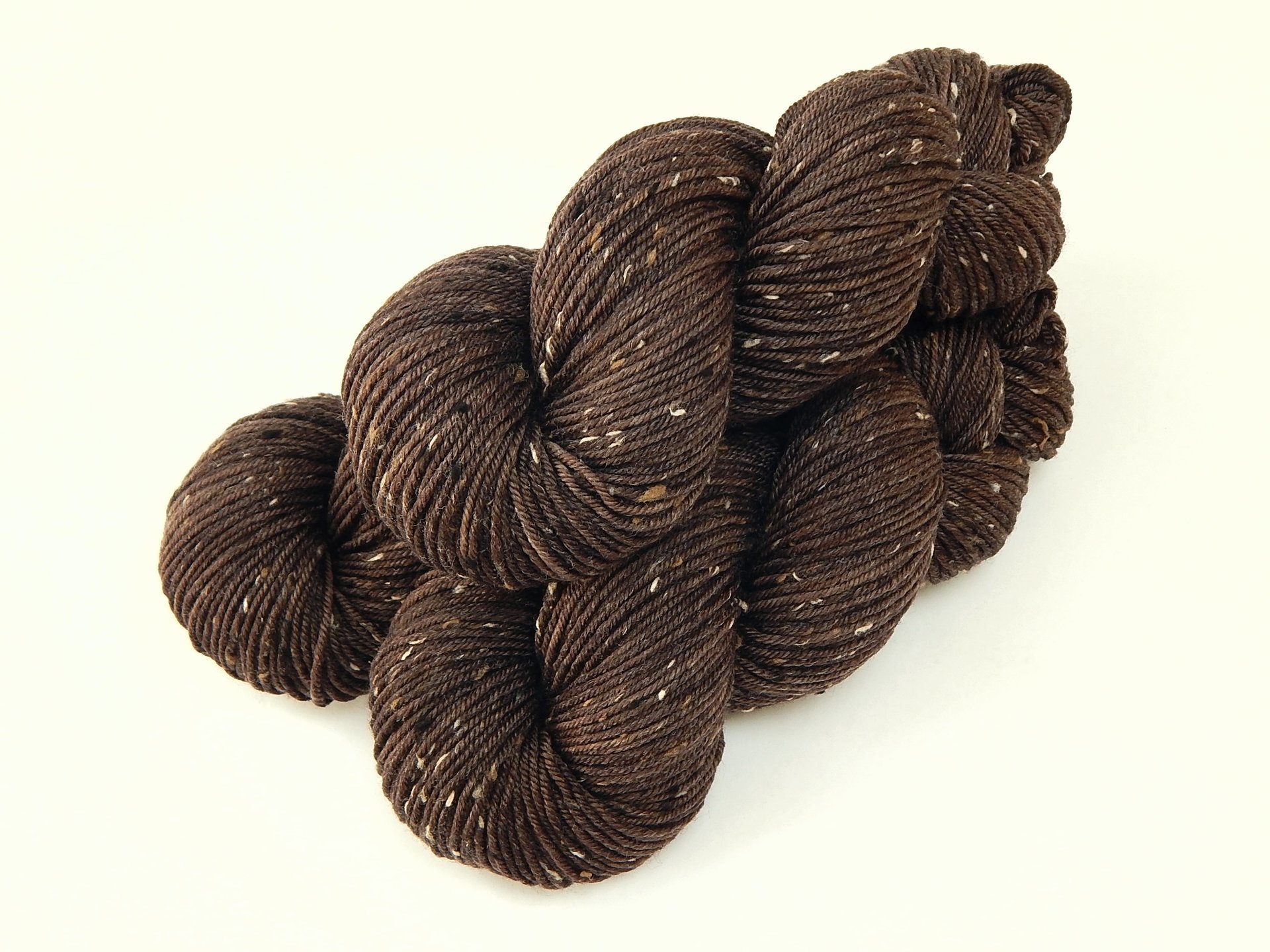 New Base Yarn! Hand Dyed Yarn, DK Weight Tweed Superwash Merino Wool - Bark Tonal - Indie Dyer Yarn, Dark Brown Knitting Yarn with Tweedy Flecks