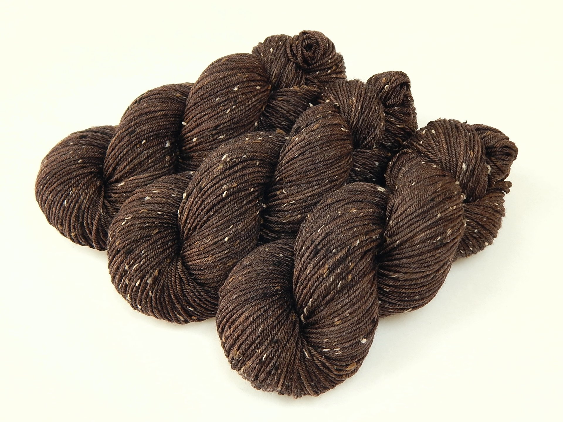 New Base Yarn! Hand Dyed Yarn, DK Weight Tweed Superwash Merino Wool - Bark Tonal - Indie Dyer Yarn, Dark Brown Knitting Yarn with Tweedy Flecks