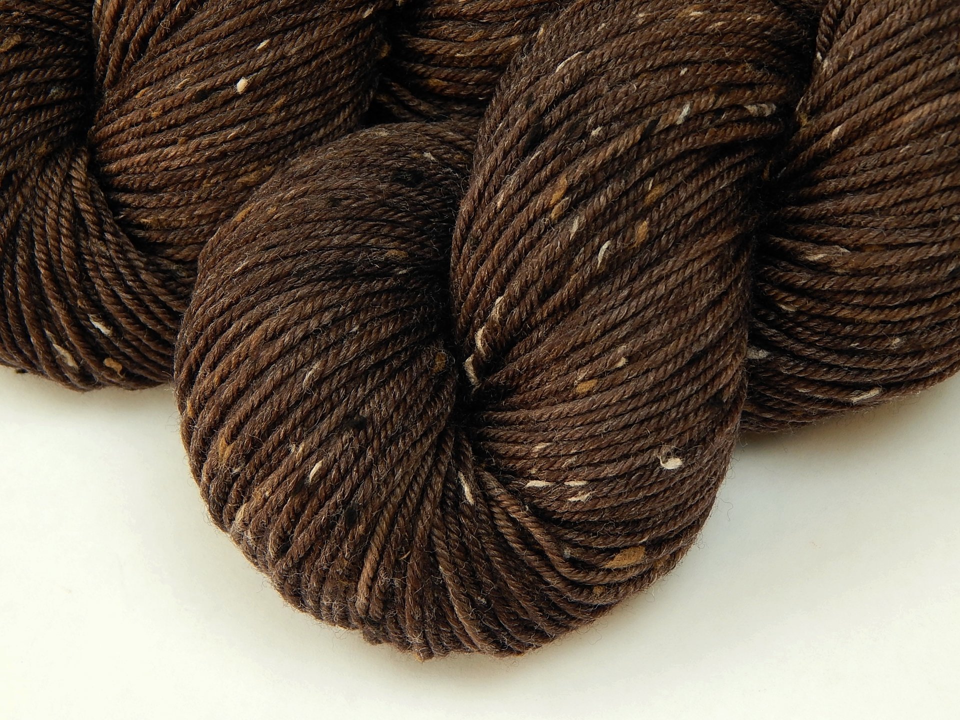 New Base Yarn! Hand Dyed Yarn, DK Weight Tweed Superwash Merino Wool - Bark Tonal - Indie Dyer Yarn, Dark Brown Knitting Yarn with Tweedy Flecks