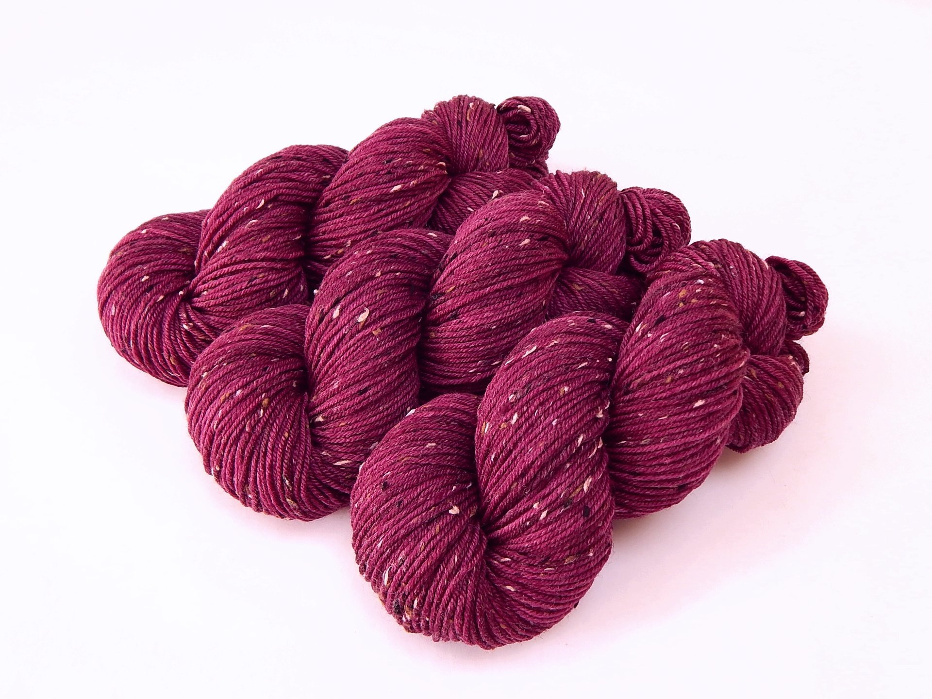 New Base Yarn! Hand Dyed Yarn, DK Weight Tweed Superwash Merino Wool - Plumberry - Indie Dyer Yarn, Deep Berry Red Knitting Yarn