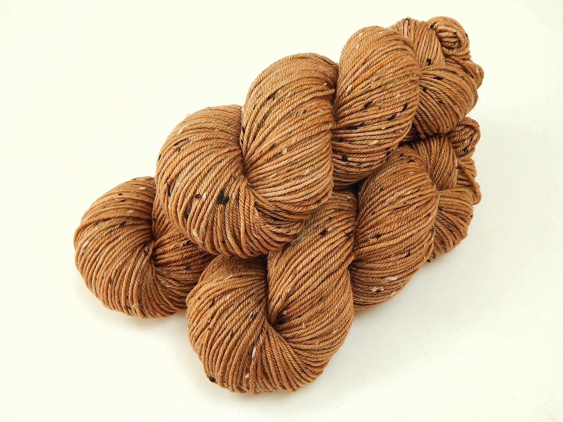 New Base Yarn! Hand Dyed Yarn, DK Weight Tweed Superwash Merino Wool - Potluck Sandstone - Indie Dyer Light Terra Cotta Knitting Yarn with Tweedy Flecks