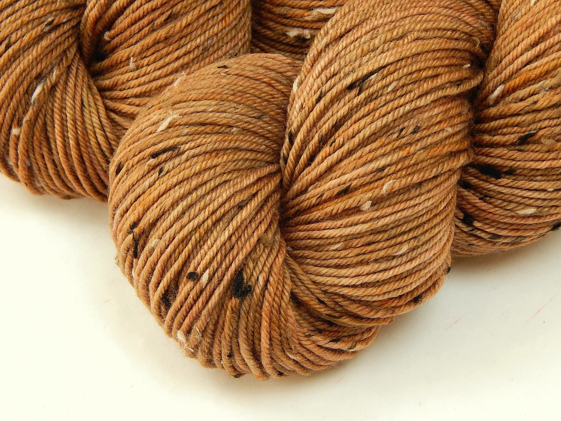 New Base Yarn! Hand Dyed Yarn, DK Weight Tweed Superwash Merino Wool - Potluck Sandstone - Indie Dyer Light Terra Cotta Knitting Yarn with Tweedy Flecks