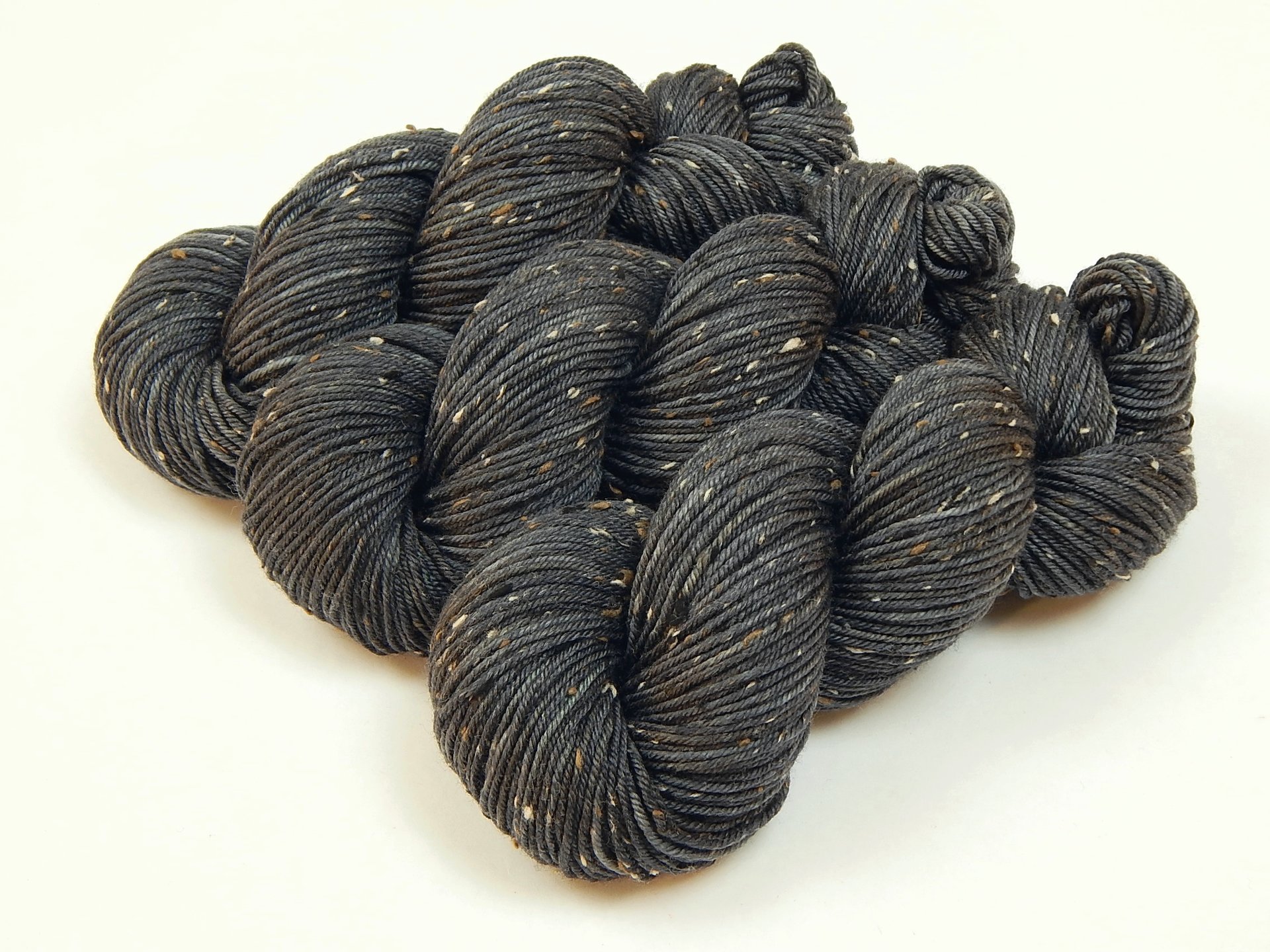 Hand Dyed Yarn, DK Weight Tweed Superwash Merino Wool - Slate Grey Tonal - Indie Dyer Yarn, Charcoal Knitting Yarn with Tweedy Flecks