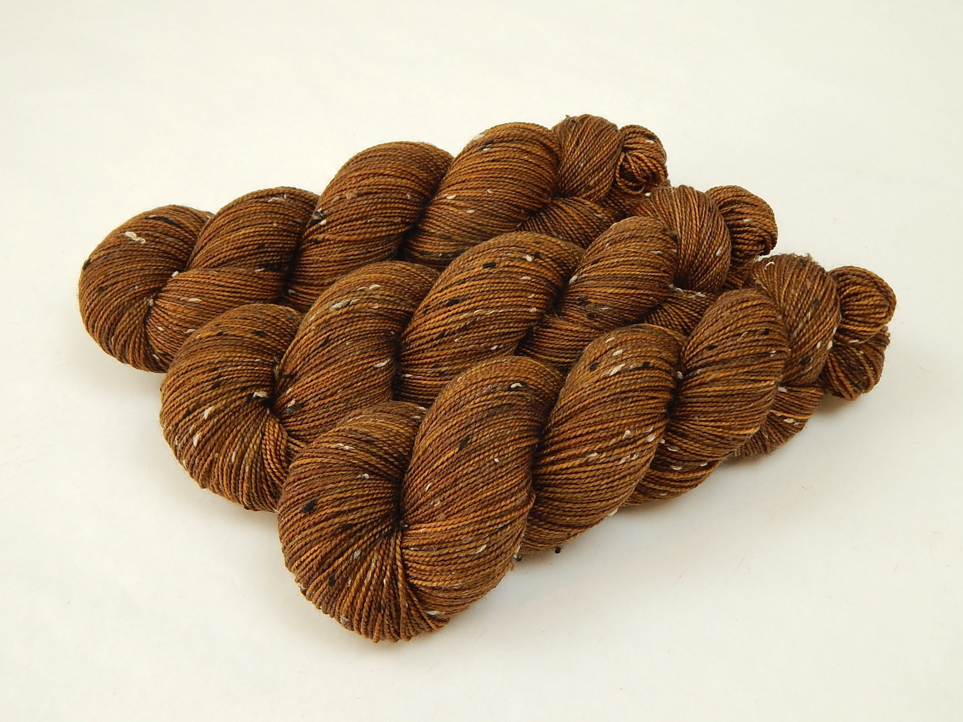 Hand Dyed Yarn, Tweed Fingering Weight Superwash Merino Wool Nylon - Hazelnut - Indie Dyer Knitting Yarn, Warm Brown Sock Yarn