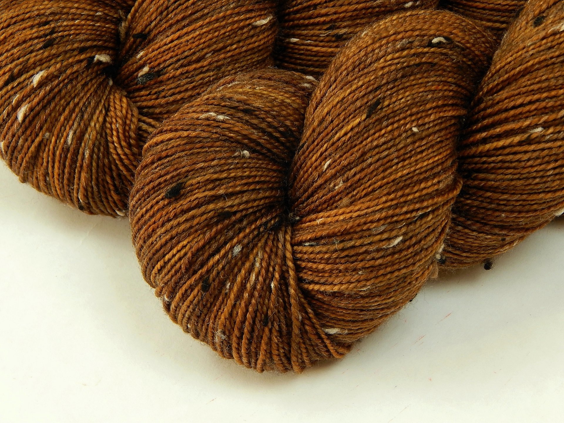 Hand Dyed Yarn, Tweed Fingering Weight Superwash Merino Wool Nylon - Hazelnut - Indie Dyer Knitting Yarn, Warm Brown Sock Yarn