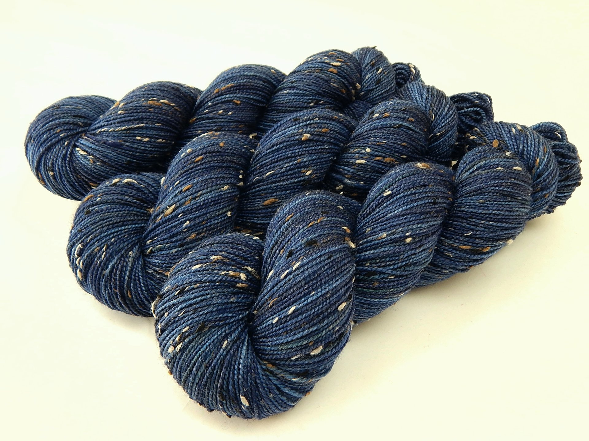 Hand Dyed Yarn, Tweed Fingering Weight Superwash Merino Wool Nylon - Ink Tonal - Indie Dyer Knitting Yarn, Navy Blue Flecks Sock Yarn