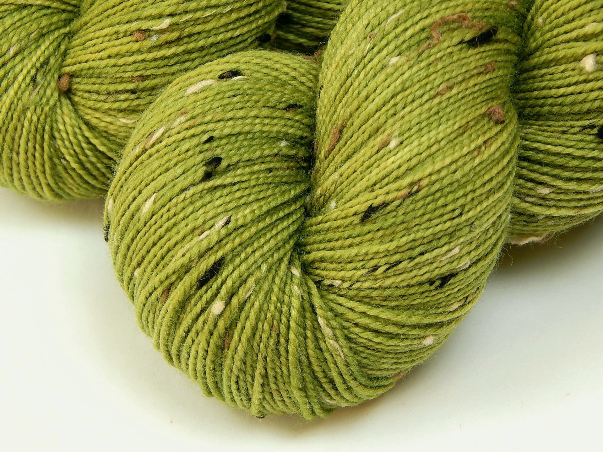 Hand Dyed Yarn, Tweed Fingering Weight Superwash Merino Wool Nylon - Lettuce Tonal - Yellow Green Sock Yarn, Indie Dyer Knitting Yarn