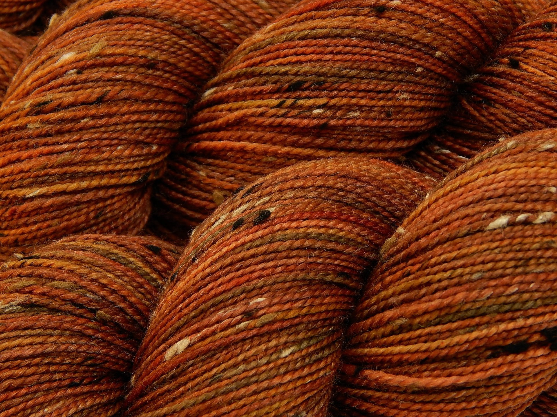 Hand Dyed Yarn, Tweed Fingering Weight Superwash Merino Wool Nylon - Spice - Indie Dyer Knitting Yarn, Rust Orange Autumn Sock Yarn
