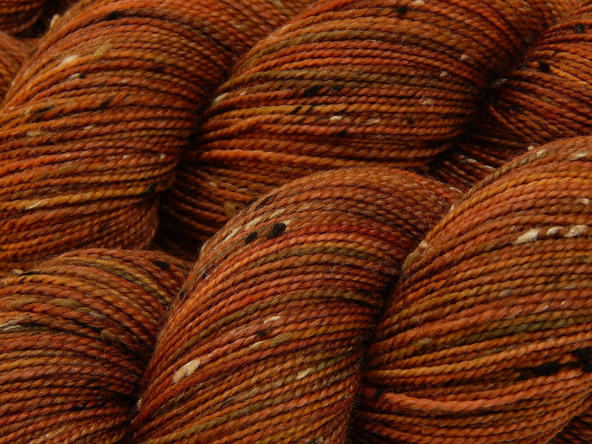 Hand Dyed Yarn, Tweed Fingering Weight Superwash Merino Wool Nylon - Spice - Indie Dyer Knitting Yarn, Rust Orange Autumn Sock Yarn