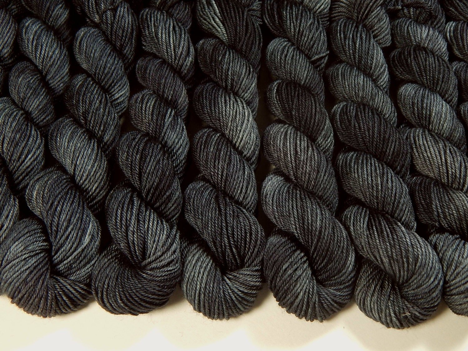 Fingering Weight Mini Skeins Hand Dyed Yarn, 4 Ply Superwash Merino Wool - Slate Grey Tonal - Indie Dyed Charcoal Gray Sock Knitting Yarn