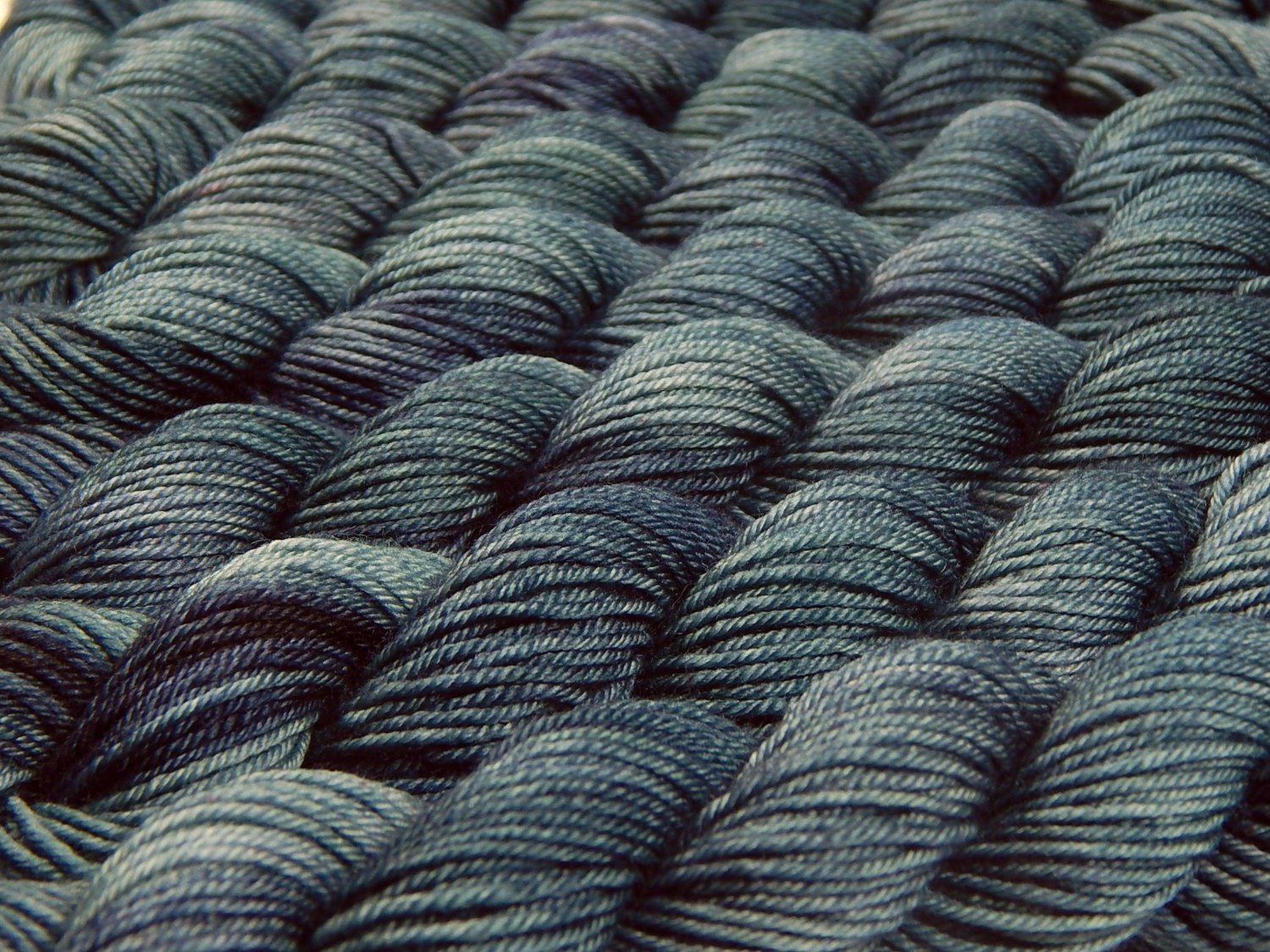 Fingering Weight Mini Skeins, Hand Dyed Yarn, Sock Weight 4 Ply Superwash Merino Wool Yarn - Denim - Blue Tonal Knitting Yarn, DIY Crafts