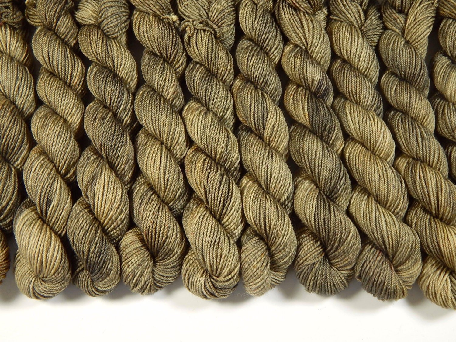 Hand Dyed Yarn Mini Skeins, Sock Weight 4 Ply 100% Superwash Merino Wool - Driftwood - Neutral Tonal Knitting Yarn, Beige Tan Fingering Yarn